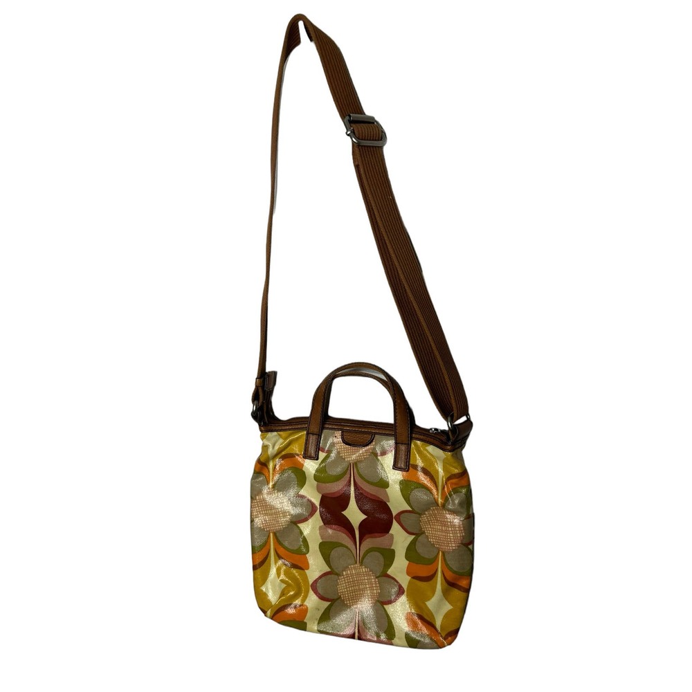 Fossil Key-Per Retro‎ Floral Coated Canvas Crossbody Purse Boho Colors
